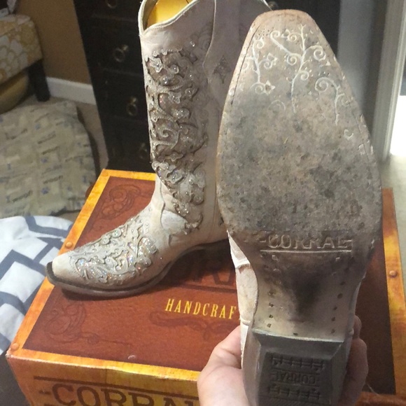 Corral Hand Crafted white glitter boots worn twice - Picture 3 of 4